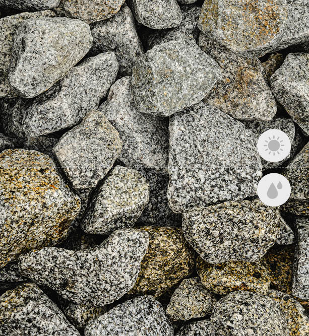 Bruchsteine <br> Granit <br> Anthrazit-Weiss